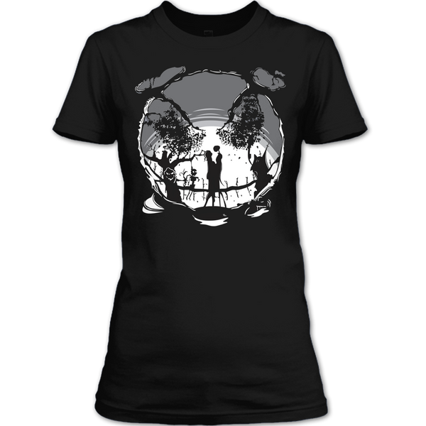 A black t-shirt with the shopify logo