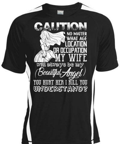 A black t-shirt with the shopify logo