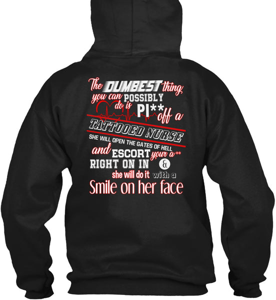 Being A Tattooed Nurse T Shirt, She Will Do It With A Smile T Shirt