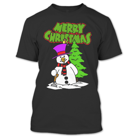 A black t-shirt with the shopify logo