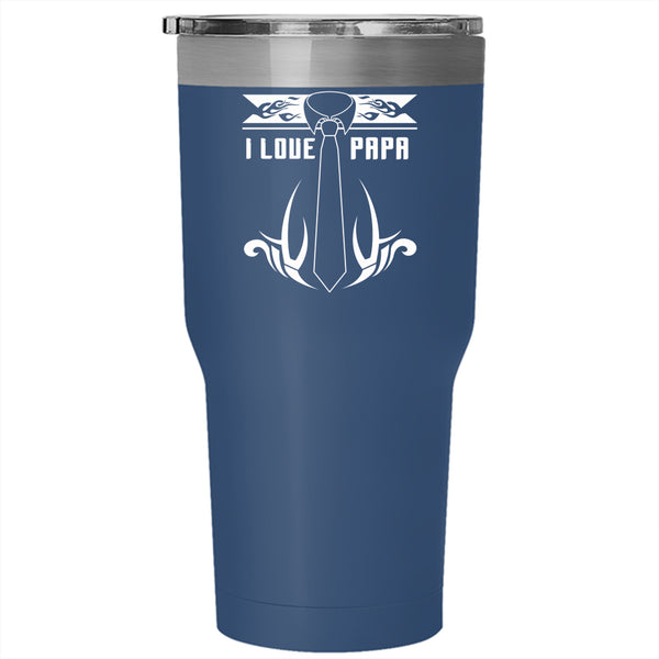 I Love Papa Tumbler 30 oz Stainless Steel, Awesome Gift For Papa Travel Mug