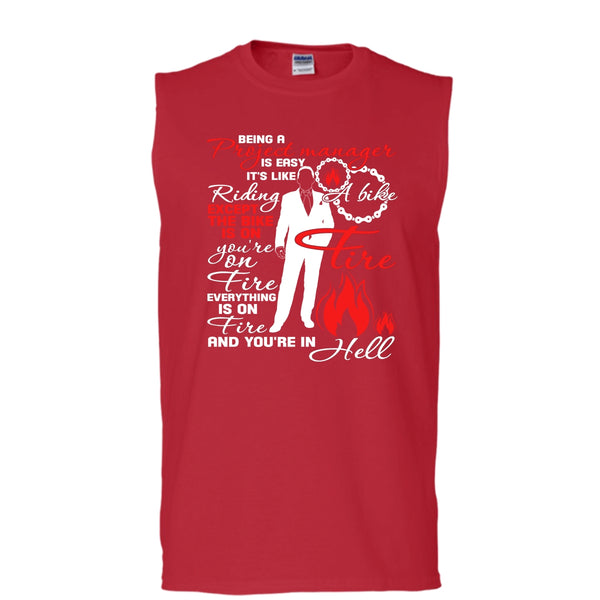 Being A Project Manager T Shirt, It's Easy It's Like Riding A Bike T Shirt, Cool T Shirt (Men's Cotton Sleeveless)