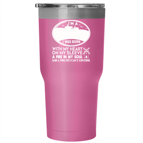 I'm A Farm Girl Tumbler 30 oz Stainless Steel, I Was Born With My Heart Travel Mug