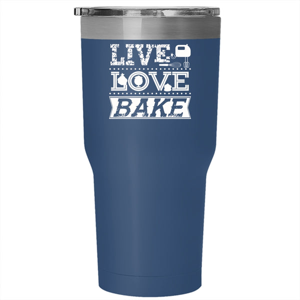Live Love Bake Tumbler 30 oz Stainless Steel, I Love Baking Travel Mug