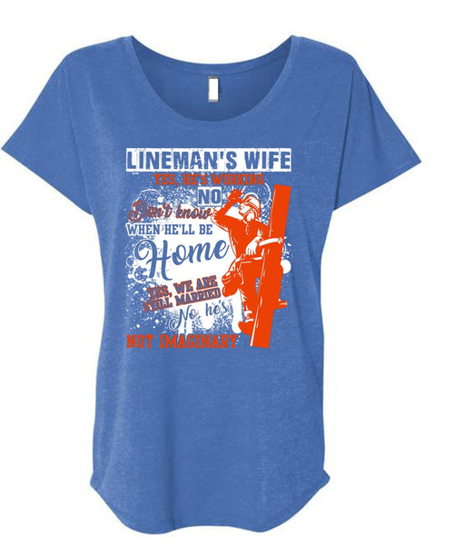 Lineman's Wife T Shirt, Being A Lineman T Shirt, Cool Shirt (Ladies' Triblend Dolman Sleeve)