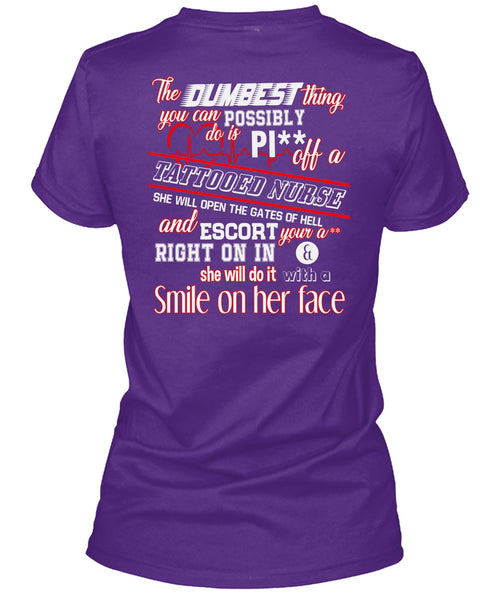 Being A Tattooed Nurse T Shirt, She Will Do It With A Smile T Shirt