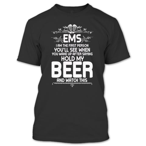 A black t-shirt with the shopify logo