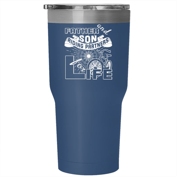 Father And Son Tumbler 30 oz Stainless Steel, Riding Partners For Life Travel Mug