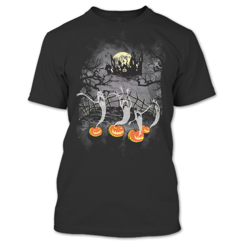 A black t-shirt with the shopify logo