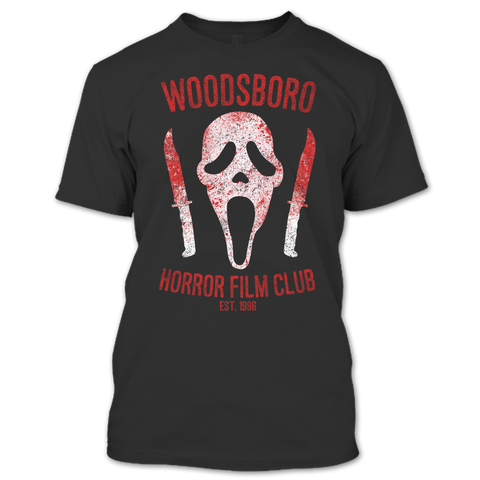 A black t-shirt with the shopify logo