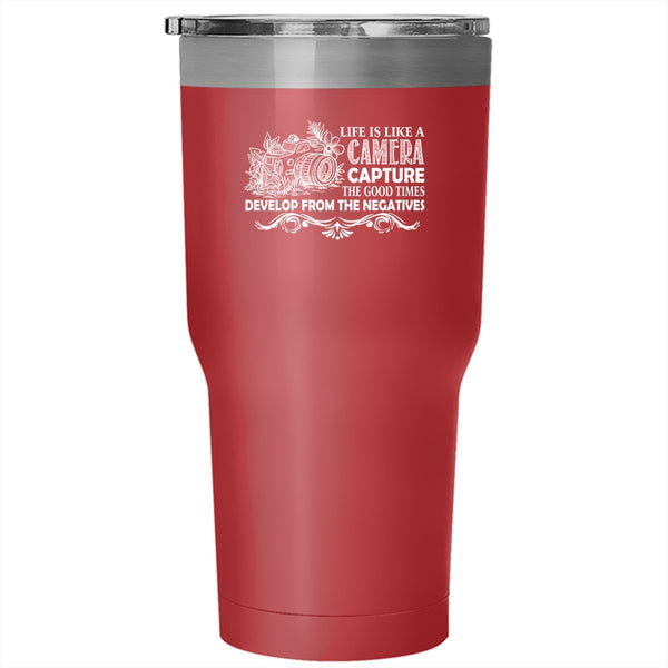 Life Is Life A Camera Tumbler 30 oz Stainless Steel, Best Gift For Photographers Travel Mug