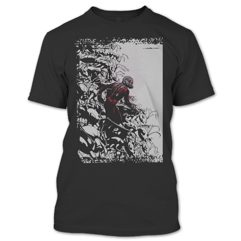 A black t-shirt with the shopify logo