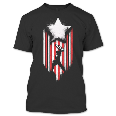 A black t-shirt with the shopify logo