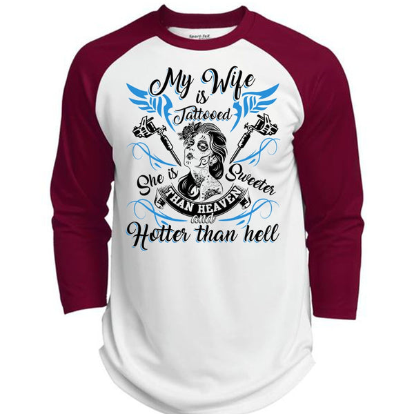 My Wife Is Tattooed T Shirt, I Love Wife T Shirt, Awesome T-Shirts  (Polyester Game Baseball Jersey)