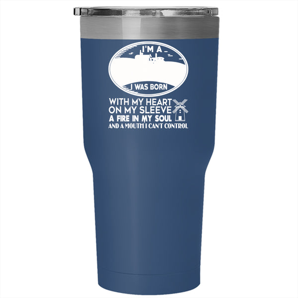 I'm A Farm Girl Tumbler 30 oz Stainless Steel, I Was Born With My Heart Travel Mug