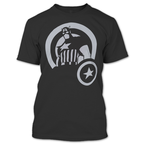 A black t-shirt with the shopify logo