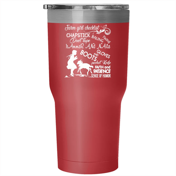 Farm Girl Checklist Tumbler 30 oz Stainless Steel, Beautiful Girls Travel Mug