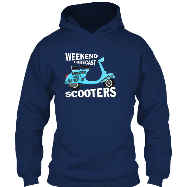 Weekend Forecast Drinking T Shirt, With A Chance Of Riding Scooters T Shirt