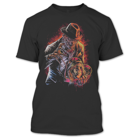 A black t-shirt with the shopify logo