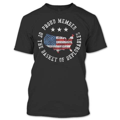 A black t-shirt with the shopify logo