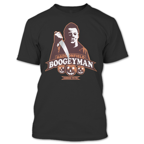 A black t-shirt with the shopify logo