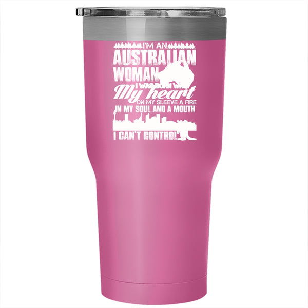 I'm An Australian Woman Tumbler 30 oz Stainless Steel, I Was Born With My Heart Travel Mug