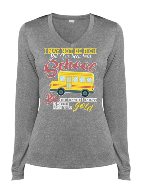 I've Been Told School Bus T Shirt, Being A Bus Driver T Shirt, Cool Shirt (Ladies LS Heather V-Neck)