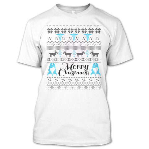 A black t-shirt with the shopify logo