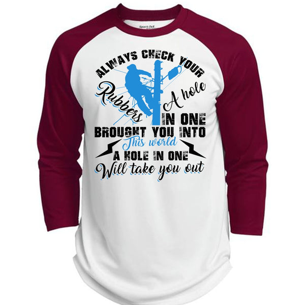 Always Check Your Rubbers A Hole T Shirt, I Love Electrician T Shirt, Awesome T-Shirts  (Polyester Game Baseball Jersey)