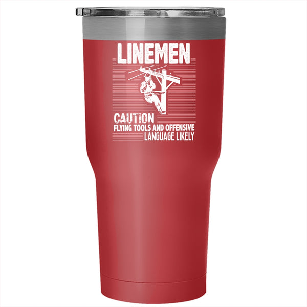 Linemen Tumbler 30 oz Stainless Steel, Awesome Lineman Travel Mug