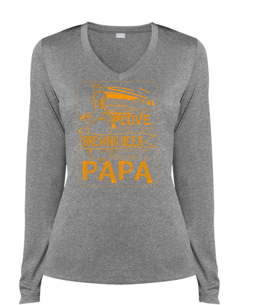 Being A Papa T Shirt, I Love More Than Brewing Beer T Shirt, Cool Shirt (Ladies LS Heather V-Neck)