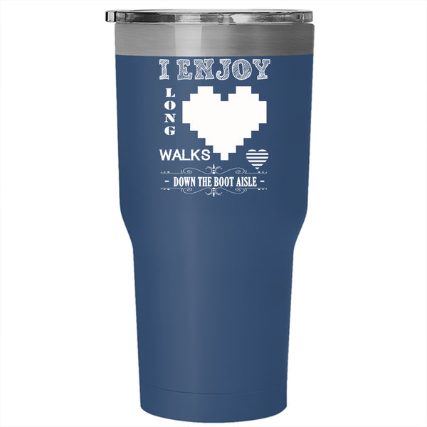 I Enjoy Long Romantic Walks Tumbler 30 oz Stainless Steel, Cute Heart Travel Mug