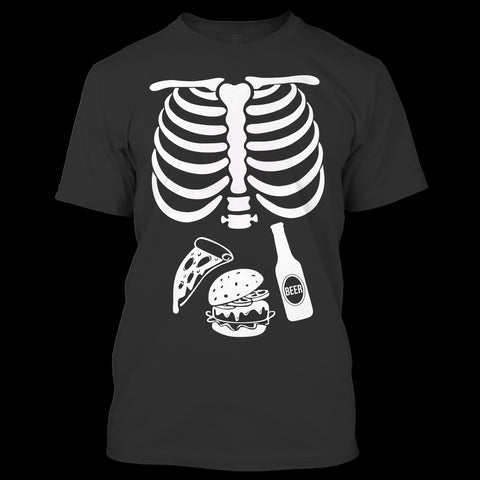 A black t-shirt with the shopify logo