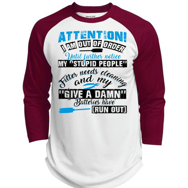I Am Out Of Order T Shirt, I Love Electrician T Shirt, Awesome T-Shirts  (Polyester Game Baseball Jersey)
