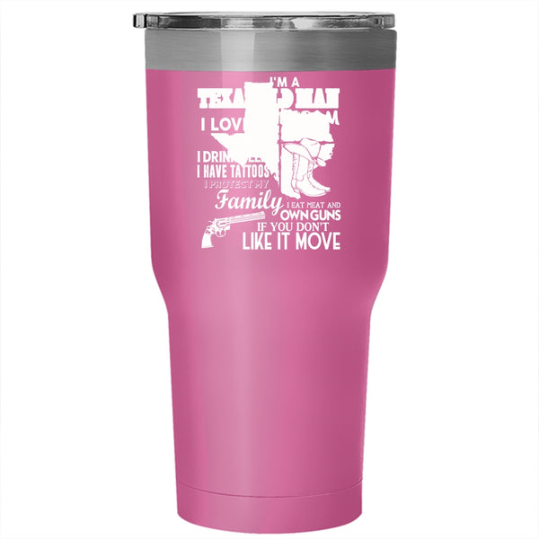 I'm A Texas Old Man Tumbler 30 oz Stainless Steel, I Love Freedom Travel Mug
