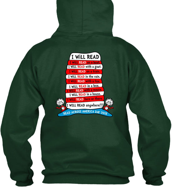 Dr. Seuss T Shirt, I Will Read On Boat T Shirt, The Cat in the Hat T Shirt, I Will Read Anywhere T Shirt