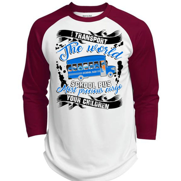 I Transport The World School Bus T Shirt, I Love Bus T Shirt, Awesome T-Shirts  (Polyester Game Baseball Jersey)