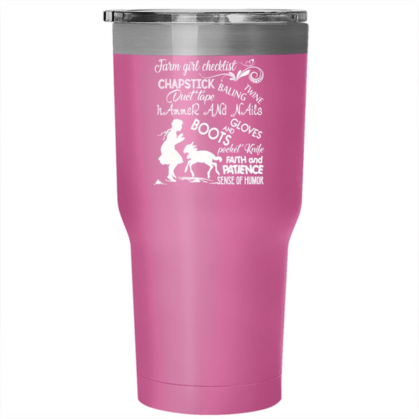 Farm Girl Checklist Tumbler 30 oz Stainless Steel, Beautiful Girls Travel Mug