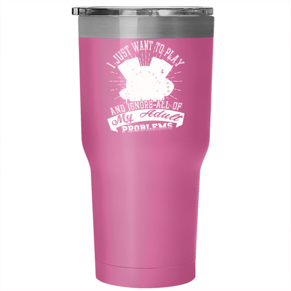 I Just Want To Play Games Tumbler 30 oz Stainless Steel, Cool Gaming Travel Mug