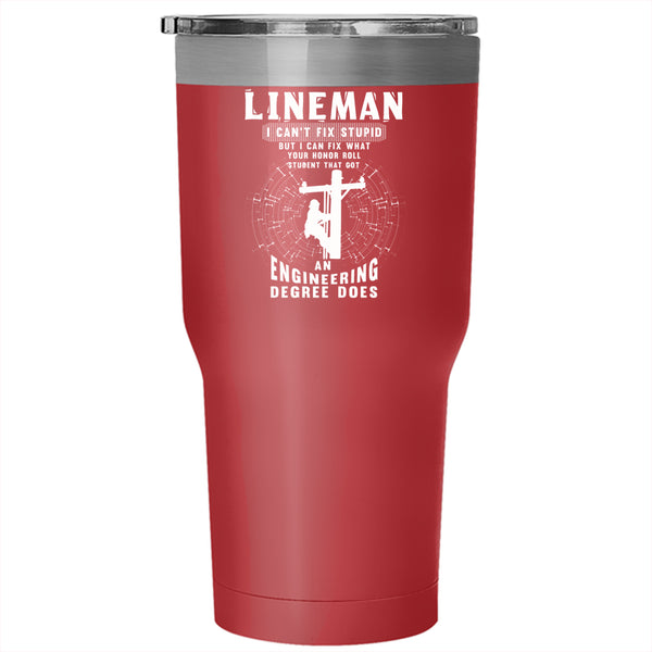 Lineman Tumbler 30 oz Stainless Steel, Engineering degree Travel Mug