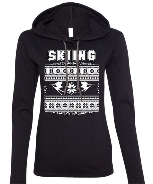 Being A Skier T Shirt, Calls Me A Skier T Shirt (Anvil Ladies Ringspun Hooded)