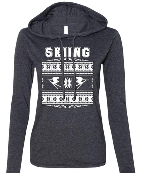 Being A Skier T Shirt, Calls Me A Skier T Shirt (Anvil Ladies Ringspun Hooded)
