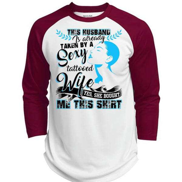 This Husband Is Already Taken By A Tattooed Wife T Shirt, I Love Husband T Shirt, Awesome T-Shirts  (Polyester Game Baseball Jersey)