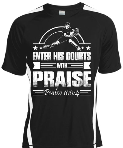 A black t-shirt with the shopify logo