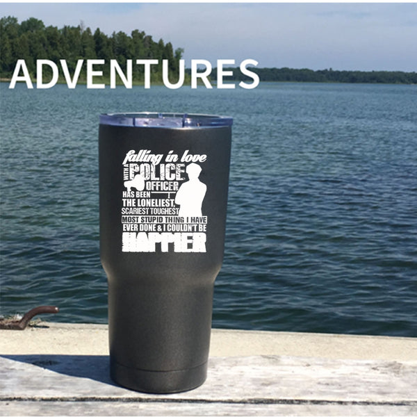 Falling In Love With A Police Officer Tumbler 30 oz Stainless Steel, I Love My Police Officer Travel Mug