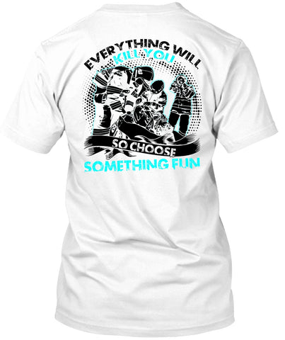 A black t-shirt with the shopify logo