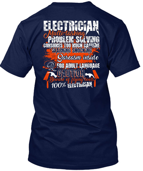 Electrician Multitasking T Shirt, Flying Tools 100% Electrician T Shirt