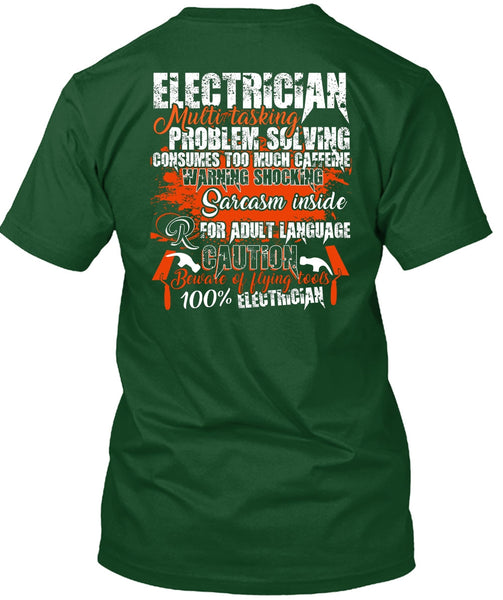 Electrician Multitasking T Shirt, Flying Tools 100% Electrician T Shirt