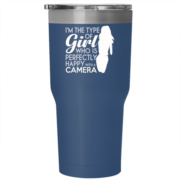 I'm Perfectly Happy With A Camera Tumbler 30 oz Stainless Steel, Cool Photographer Travel Mug