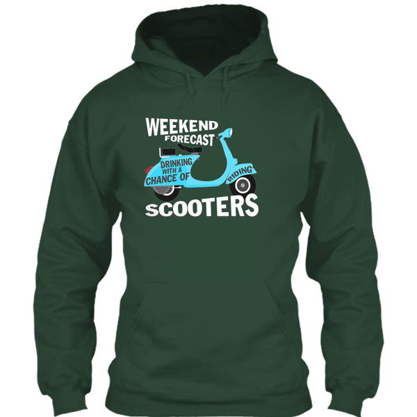 Weekend Forecast Drinking T Shirt, With A Chance Of Riding Scooters T Shirt